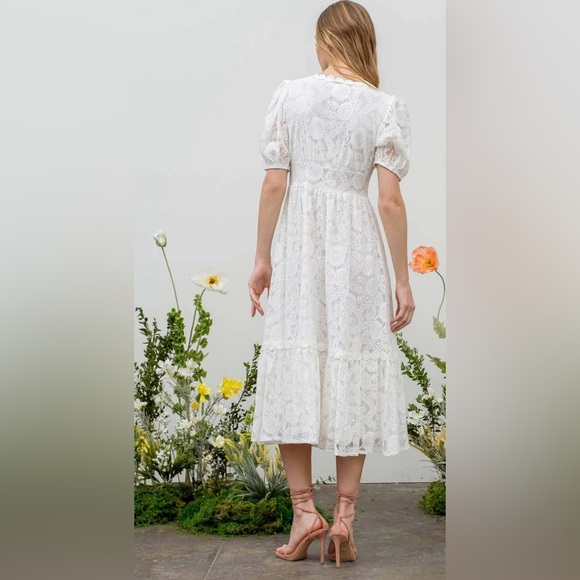 BLU PEPPER Women's Button Down Ivory Lace Midi Dress SIZE SMALL used once only - Picture 6 of 9